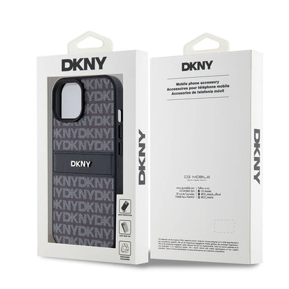 iPhone 15 Kılıf DKNY Orjinal Lisanslı 3D Yazılı Repeat Texture Pattern Kapak