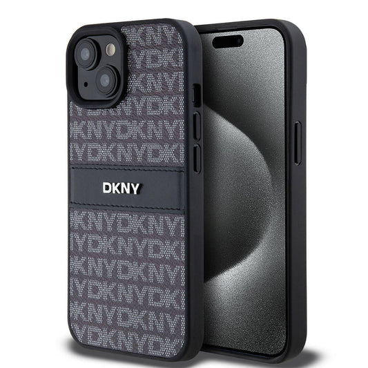 iPhone 15 Kılıf DKNY Orjinal Lisanslı 3D Yazılı Repeat Texture Pattern Kapak
