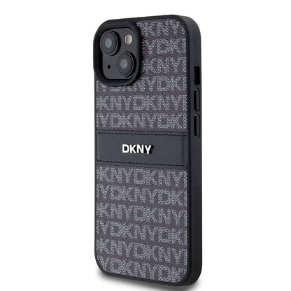 iPhone 15 Kılıf DKNY Orjinal Lisanslı 3D Yazılı Repeat Texture Pattern Kapak