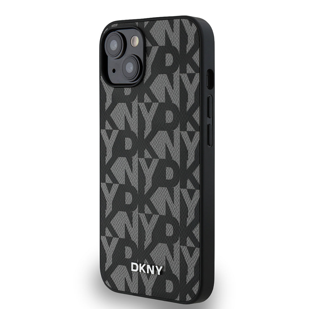 iPhone 15 Kılıf DKNY Orjinal Lisanslı M-safe Şarj Özellikli 3D Yazılı Grid Pattern Kapak