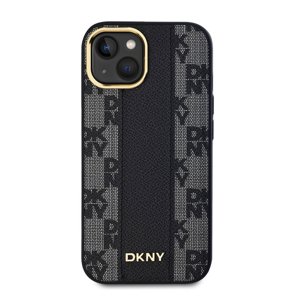 iPhone 15 Kılıf DKNY Orjinal Lisanslı M-safe Şarj Özellikli 3D Yazılı Checkered Pattern Kapak