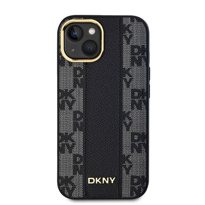 iPhone 15 Kılıf DKNY Orjinal Lisanslı M-safe Şarj Özellikli 3D Yazılı Checkered Pattern Kapak