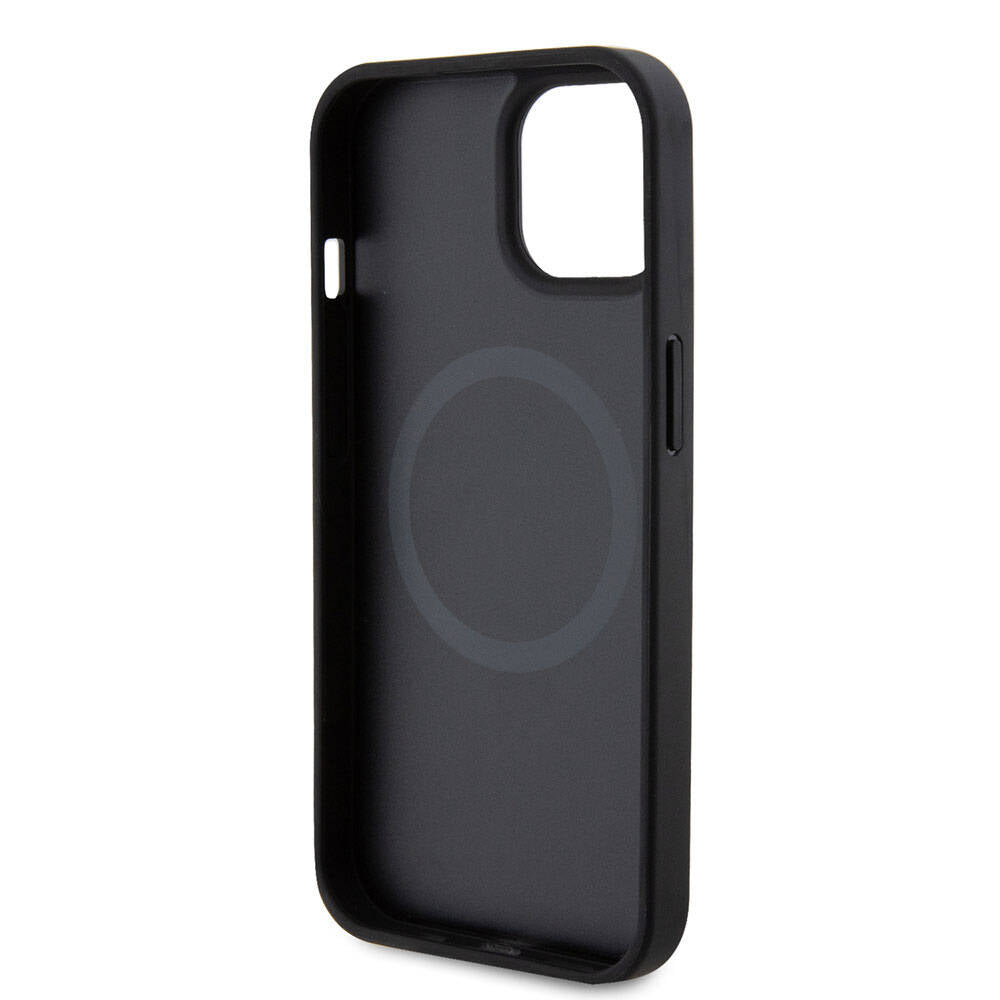 iPhone 15 Kılıf Ferrari Orjinal Lisanslı M-safe Şarj Özellikli Metal Logolu PU Karbon Kapak