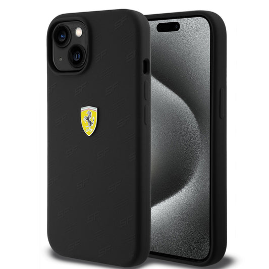 iPhone 15 Kılıf Ferrari Orjinal Lisanslı Metal Logolu SF Yazılı Kapak