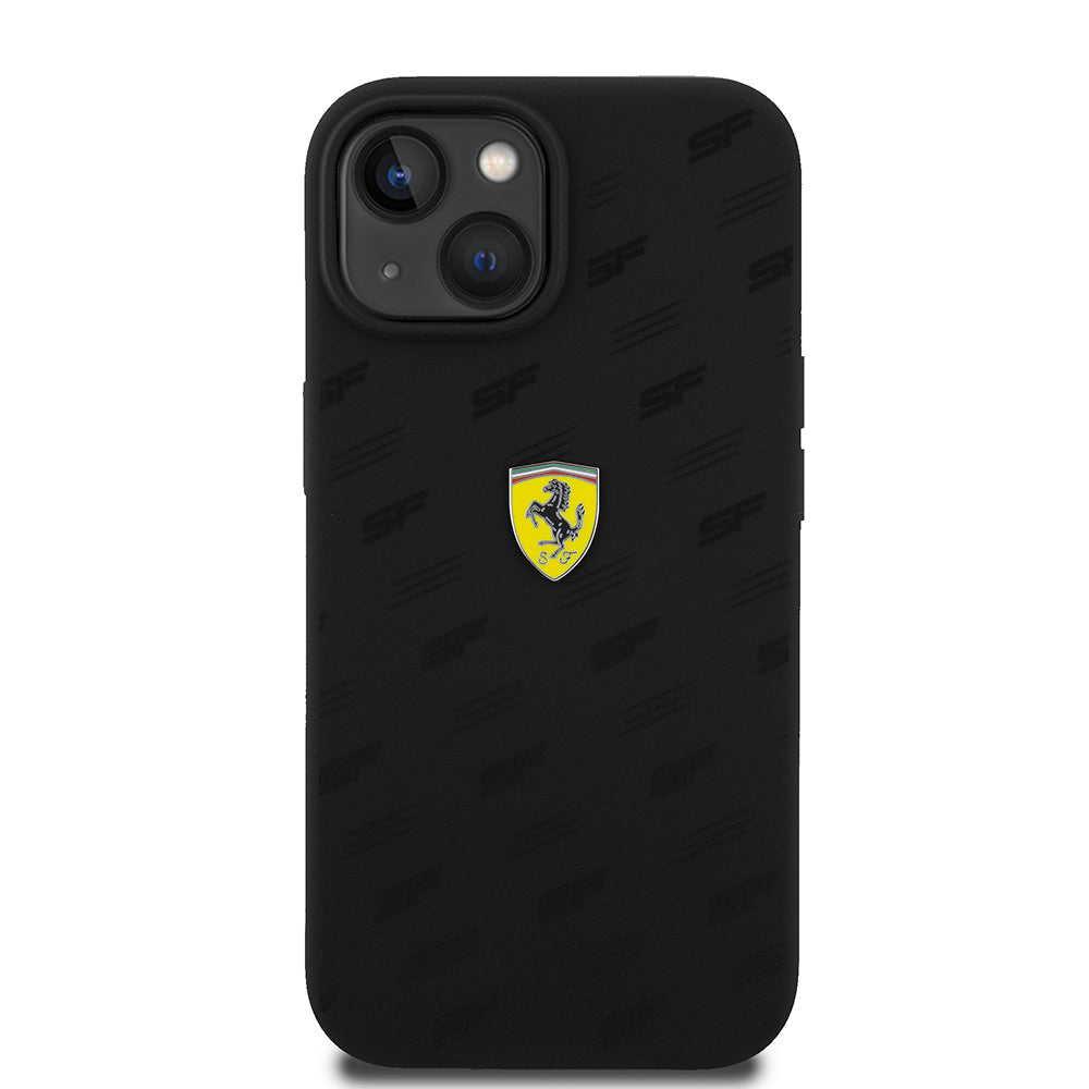iPhone 15 Kılıf Ferrari Orjinal Lisanslı Metal Logolu SF Yazılı Kapak