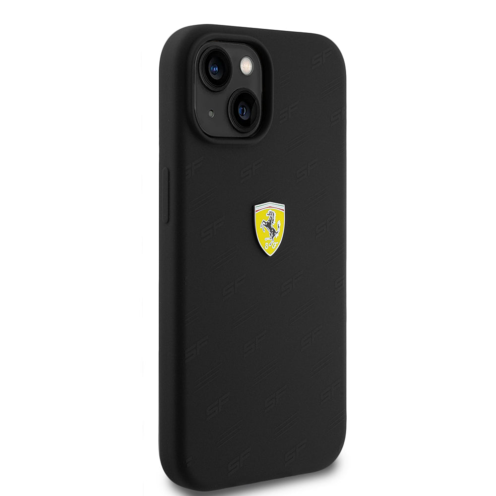 iPhone 15 Kılıf Ferrari Orjinal Lisanslı Metal Logolu SF Yazılı Kapak