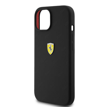 iPhone 15 Kılıf Ferrari Orjinal Lisanslı Metal Logolu SF Yazılı Kapak