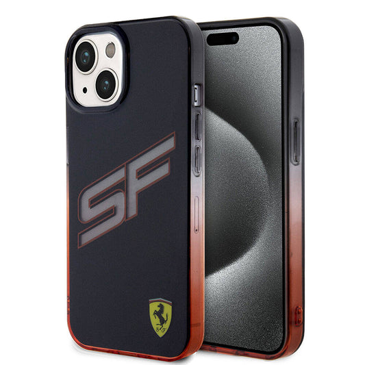 iPhone 15 Kılıf Ferrari Orjinal Lisanslı Transparan SF Yazılı Kenarları Renk Geçişli Kapak