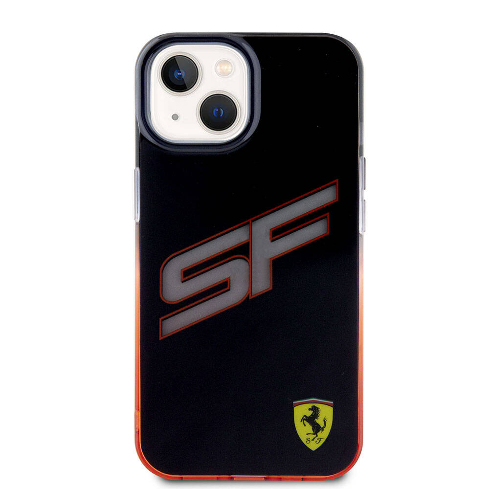 iPhone 15 Kılıf Ferrari Orjinal Lisanslı Transparan SF Yazılı Kenarları Renk Geçişli Kapak
