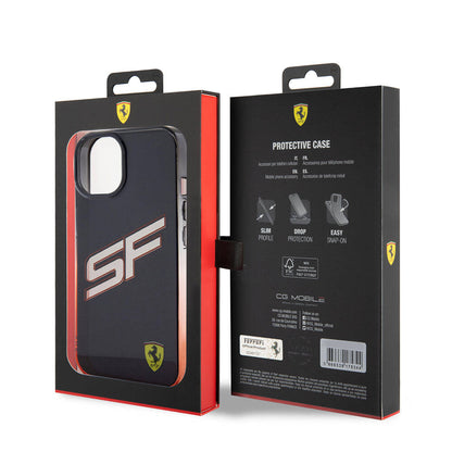iPhone 15 Kılıf Ferrari Orjinal Lisanslı Transparan SF Yazılı Kenarları Renk Geçişli Kapak
