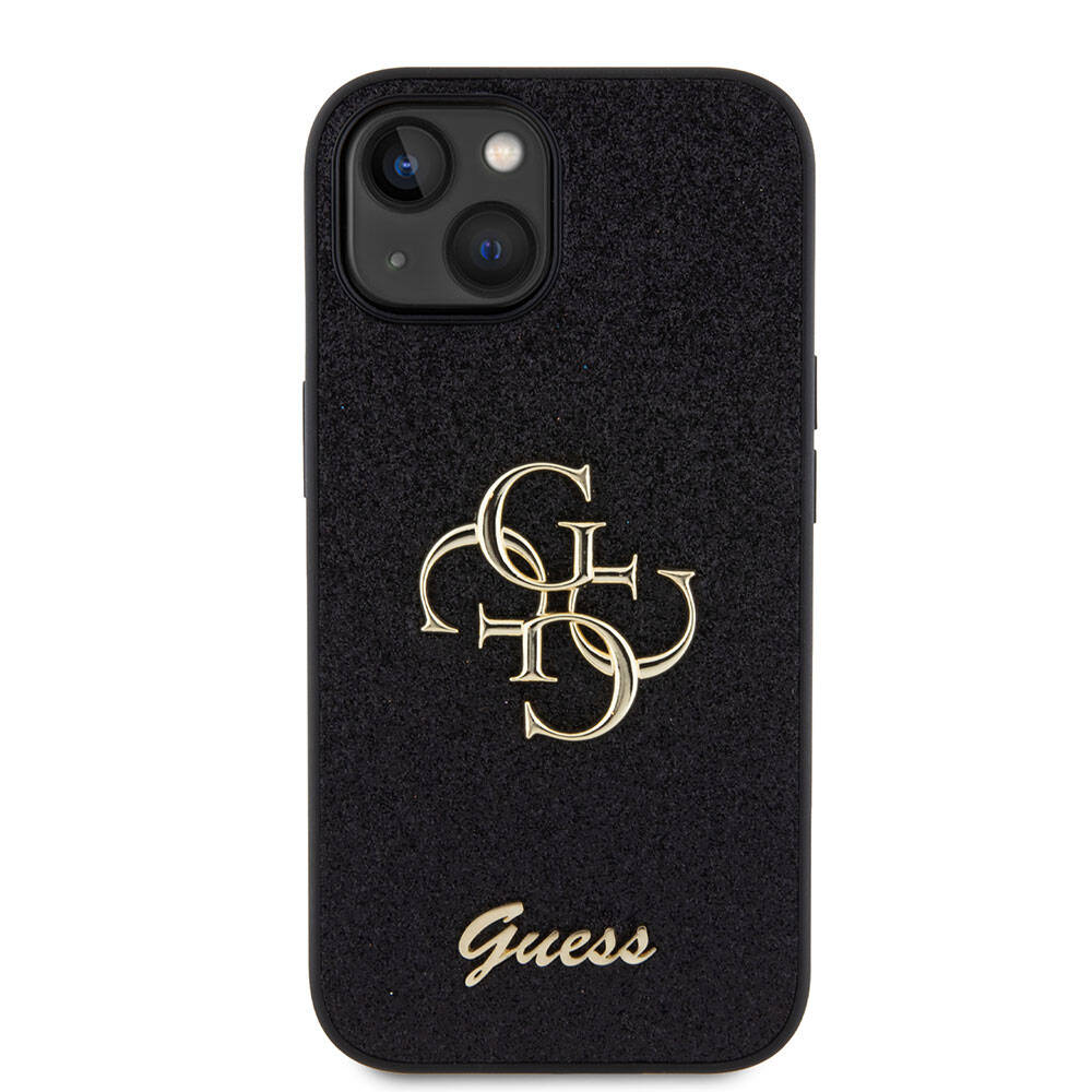 iPhone 15 Kılıf Guess Orjinal Lisanslı 4G Büyük Metal Logolu Glitter Kapak