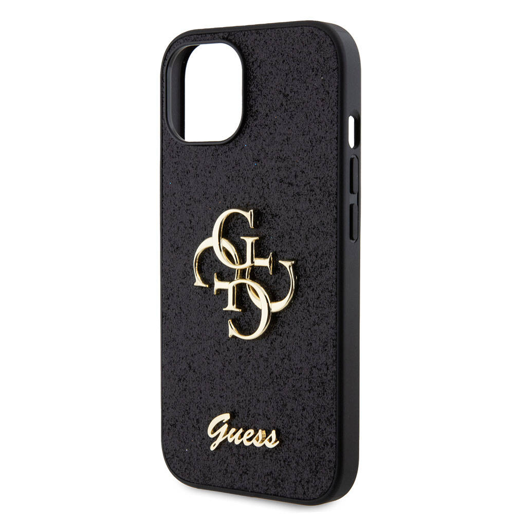 iPhone 15 Kılıf Guess Orjinal Lisanslı 4G Büyük Metal Logolu Glitter Kapak