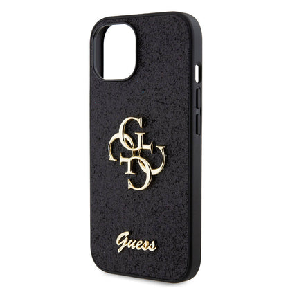 iPhone 15 Kılıf Guess Orjinal Lisanslı 4G Büyük Metal Logolu Glitter Kapak