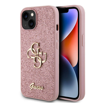 iPhone 15 Kılıf Guess Orjinal Lisanslı 4G Büyük Metal Logolu Glitter Kapak