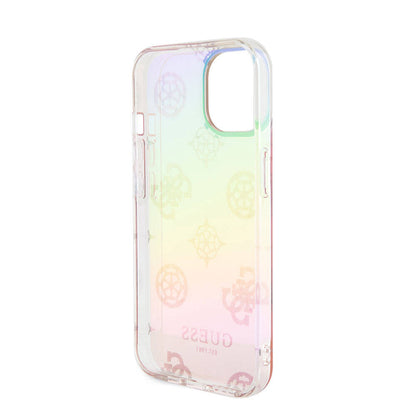iPhone 15 Kılıf Guess Orjinal Lisanslı Desenli Yazı Logolu Askı İpli Holografik Glitter Peony Kapak