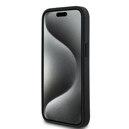 iPhone 15 Kılıf Guess Orjinal Lisanslı Gül Baskılı Büyük Metal Logo Dizaynlı Kapak