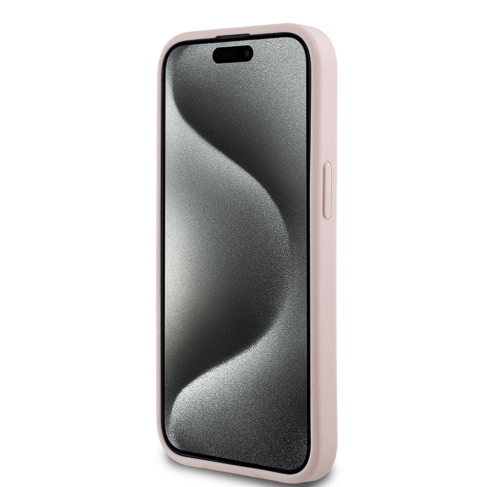 iPhone 15 Kılıf Guess Orjinal Lisanslı Gül Baskılı Büyük Metal Logo Dizaynlı Kapak