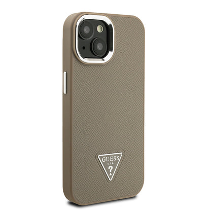 iPhone 15 Kılıf Guess Orjinal Lisanslı M-safe Şarj Özellikli Grained Triangle Kapak
