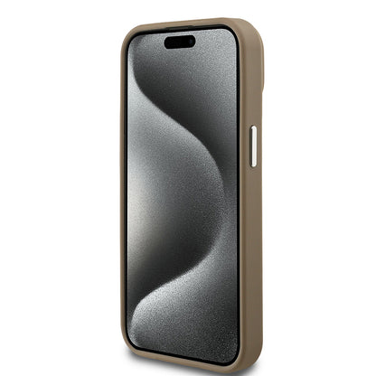 iPhone 15 Kılıf Guess Orjinal Lisanslı M-safe Şarj Özellikli Grained Triangle Kapak