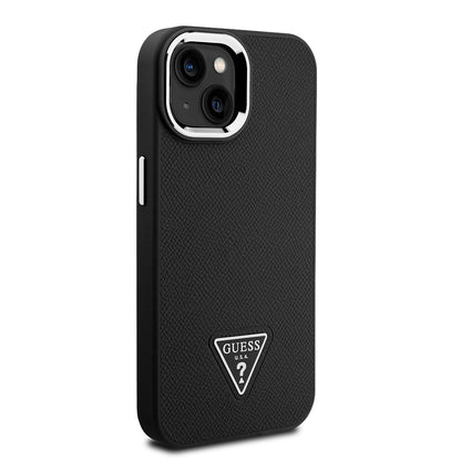 iPhone 15 Kılıf Guess Orjinal Lisanslı M-safe Şarj Özellikli Grained Triangle Kapak