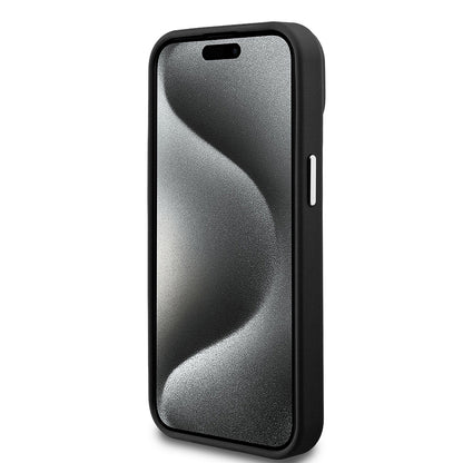 iPhone 15 Kılıf Guess Orjinal Lisanslı M-safe Şarj Özellikli Grained Triangle Kapak