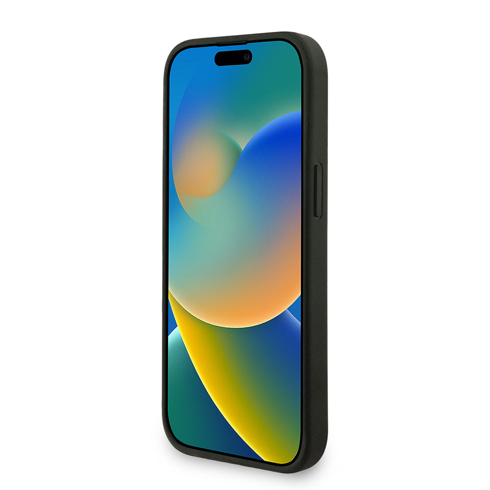 iPhone 15 Kılıf Guess Orjinal Lisanslı M-safe Şarj Özellikli PU Deri Bilek Askı İpli Yazı Logolu Kapak