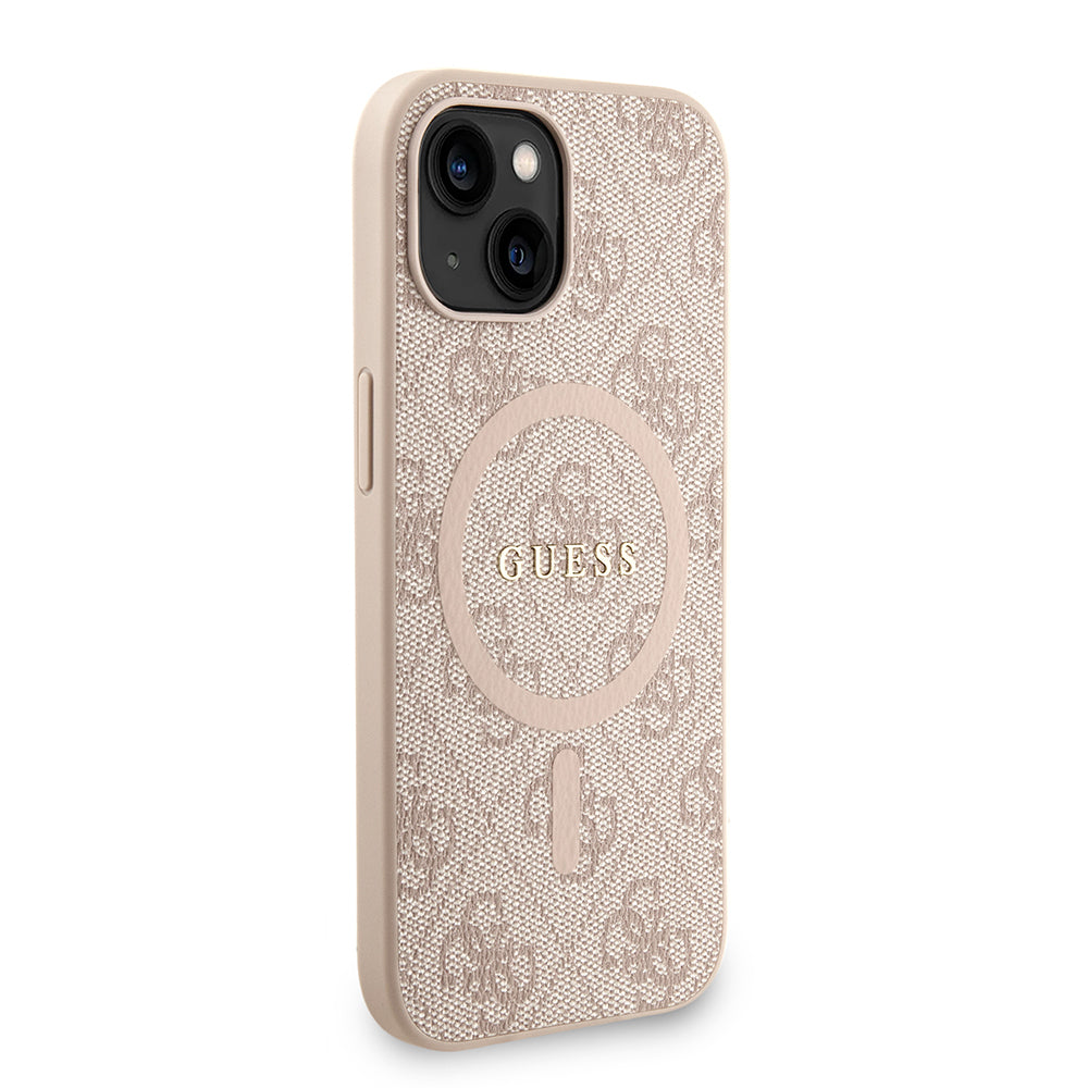 iPhone 15 Kılıf Guess Orjinal Lisanslı M-safe Şarj Özellikli PU Deri Bilek Askı İpli Yazı Logolu Kapak