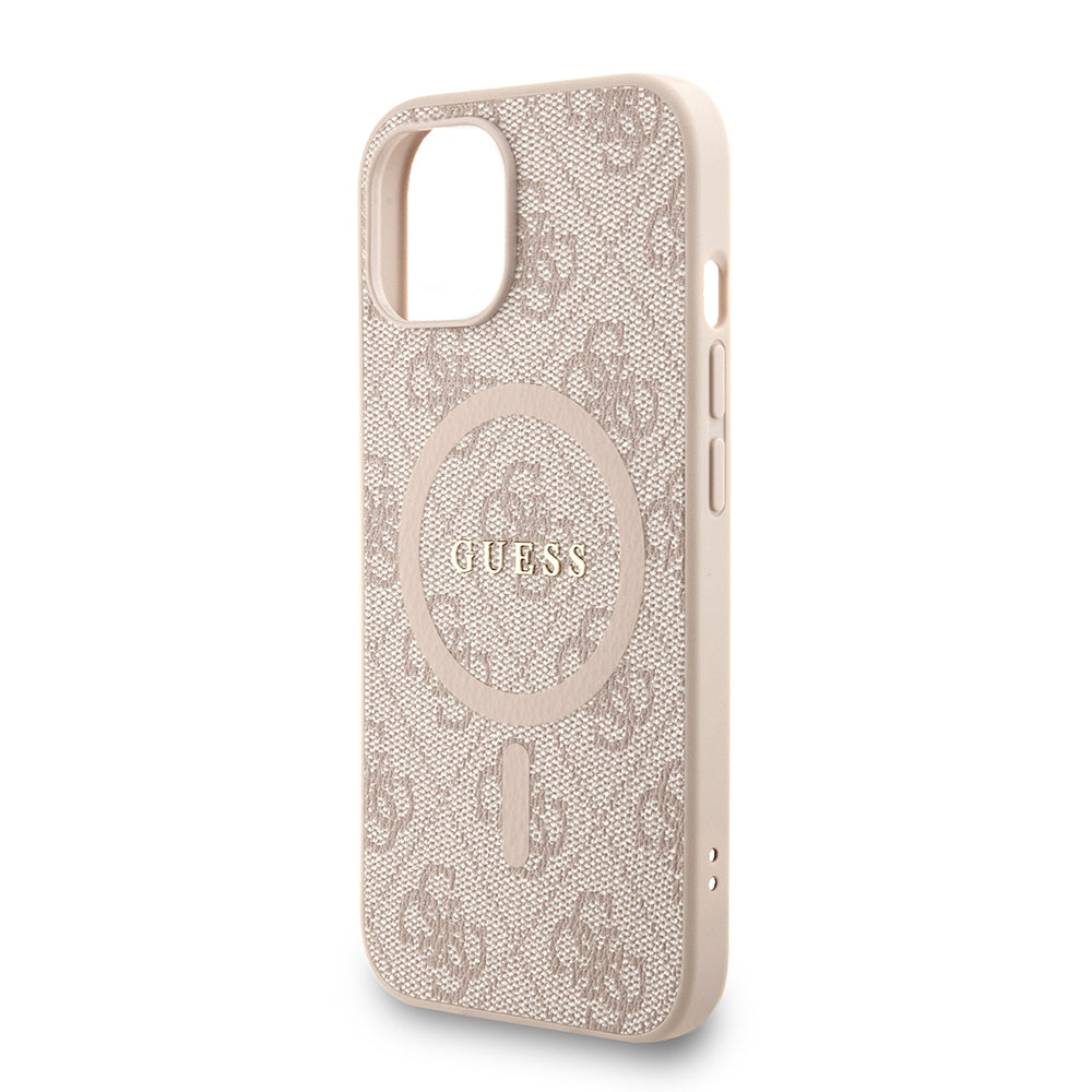 iPhone 15 Kılıf Guess Orjinal Lisanslı M-safe Şarj Özellikli PU Deri Bilek Askı İpli Yazı Logolu Kapak