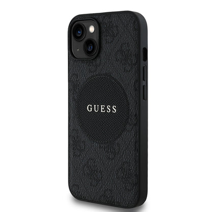 iPhone 15 Kılıf Guess Orjinal Lisanslı M-safe Şarj Özellikli Yazı Logolu Circle Classic Kapak