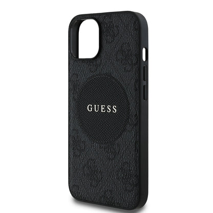 iPhone 15 Kılıf Guess Orjinal Lisanslı M-safe Şarj Özellikli Yazı Logolu Circle Classic Kapak