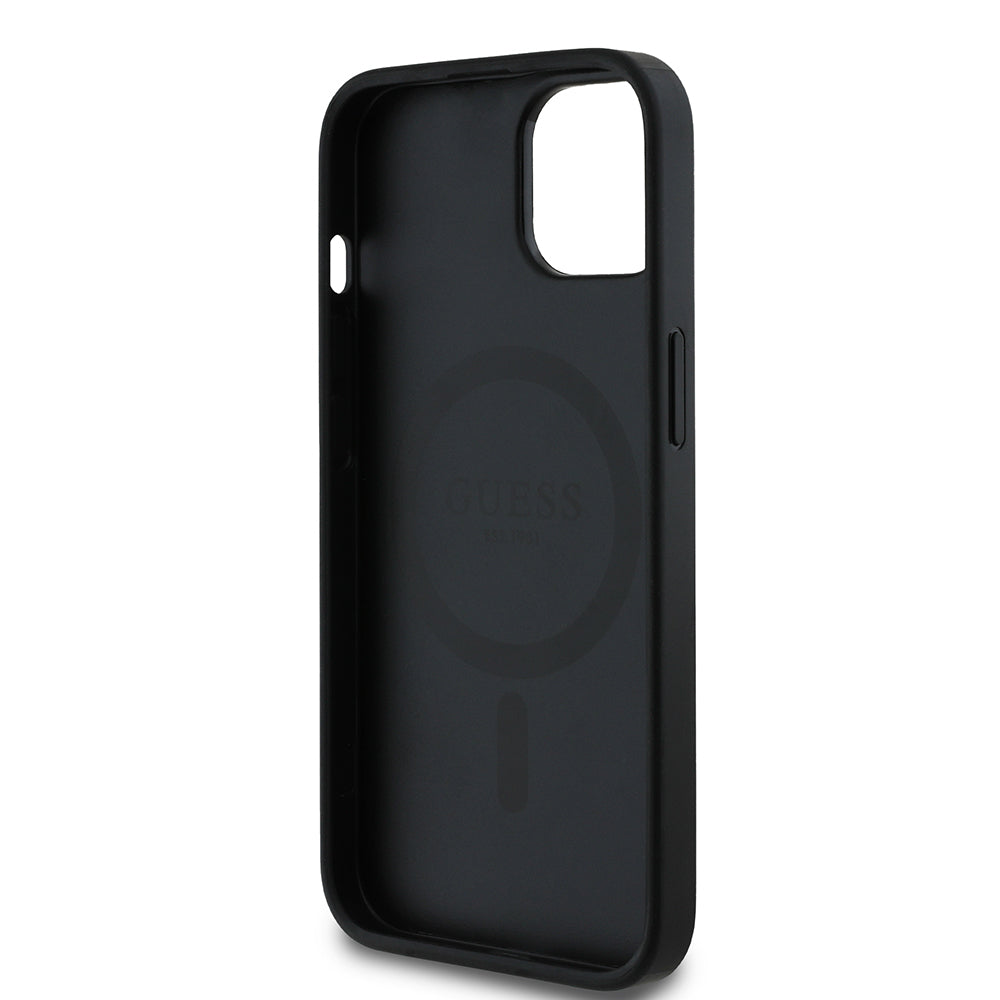 iPhone 15 Kılıf Guess Orjinal Lisanslı M-safe Şarj Özellikli Yazı Logolu Circle Classic Kapak