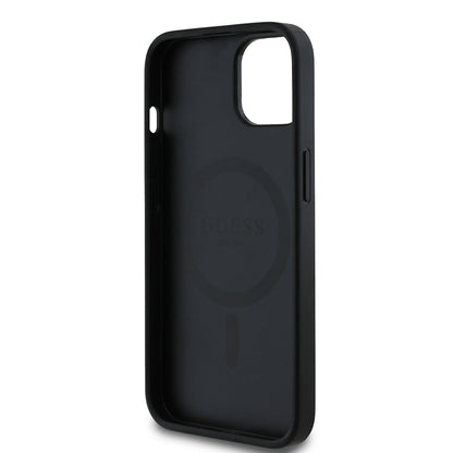 iPhone 15 Kılıf Guess Orjinal Lisanslı M-safe Şarj Özellikli Yazı Logolu Circle Classic Kapak