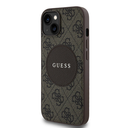 iPhone 15 Kılıf Guess Orjinal Lisanslı M-safe Şarj Özellikli Yazı Logolu Circle Classic Kapak