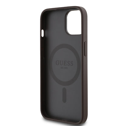 iPhone 15 Kılıf Guess Orjinal Lisanslı M-safe Şarj Özellikli Yazı Logolu Circle Classic Kapak