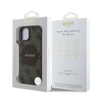 iPhone 15 Kılıf Guess Orjinal Lisanslı M-safe Şarj Özellikli Yazı Logolu Circle Classic Kapak