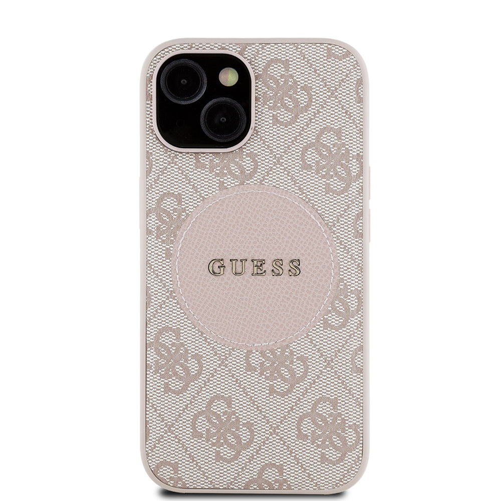 iPhone 15 Kılıf Guess Orjinal Lisanslı M-safe Şarj Özellikli Yazı Logolu Circle Classic Kapak
