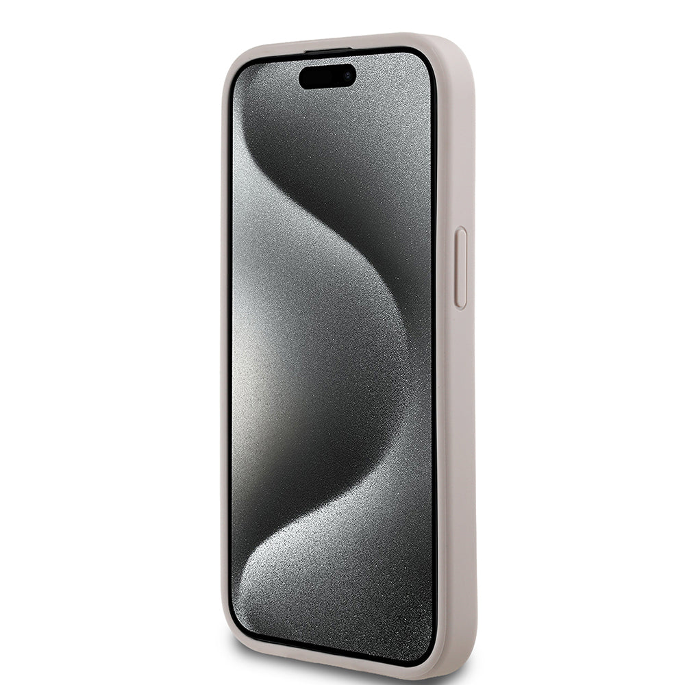 iPhone 15 Kılıf Guess Orjinal Lisanslı M-safe Şarj Özellikli Yazı Logolu Circle Classic Kapak