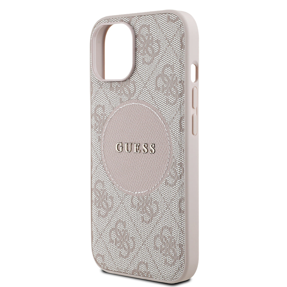 iPhone 15 Kılıf Guess Orjinal Lisanslı M-safe Şarj Özellikli Yazı Logolu Circle Classic Kapak