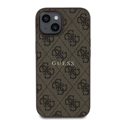 iPhone 15 Kılıf Guess Orjinal Lisanslı M-safe Şarj Özellikli 4G Desen Yazı Logolu Kapak