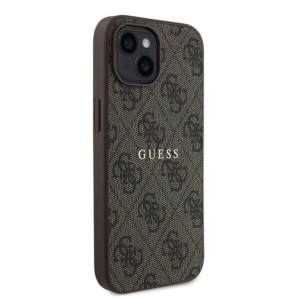 iPhone 15 Kılıf Guess Orjinal Lisanslı M-safe Şarj Özellikli 4G Desen Yazı Logolu Kapak