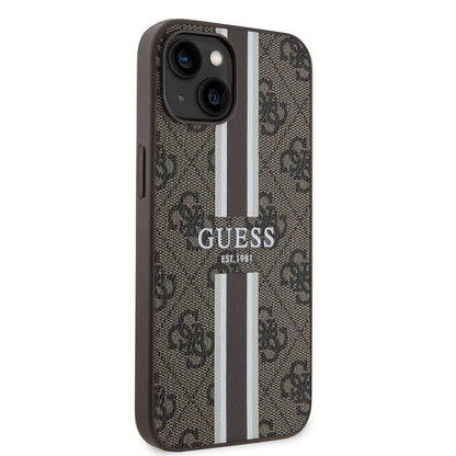 iPhone 15 Kılıf Guess Orjinal Lisanslı M-safe Şarj Özellikli 4G Şerit Tasarımlı Printed Kapak