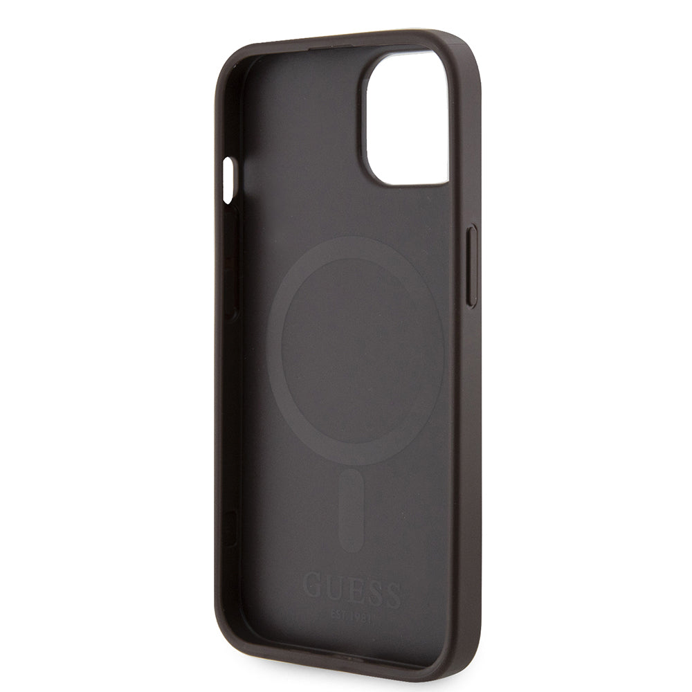iPhone 15 Kılıf Guess Orjinal Lisanslı M-safe Şarj Özellikli 4G Şerit Tasarımlı Printed Kapak