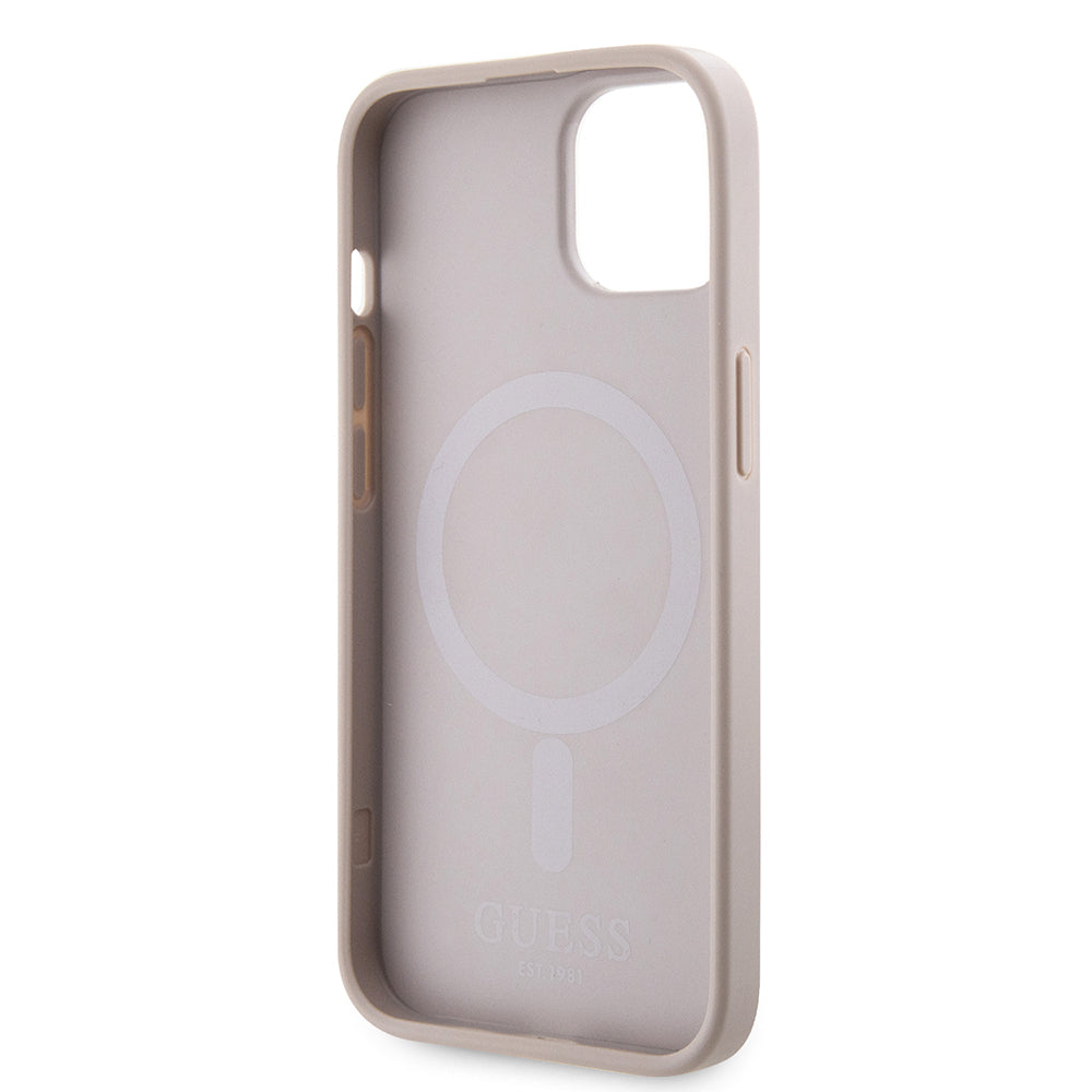 iPhone 15 Kılıf Guess Orjinal Lisanslı M-safe Şarj Özellikli 4G Şerit Tasarımlı Printed Kapak
