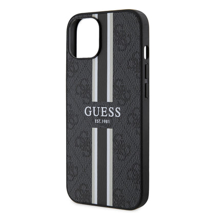 iPhone 15 Kılıf Guess Orjinal Lisanslı M-safe Şarj Özellikli 4G Şerit Tasarımlı Printed Kapak