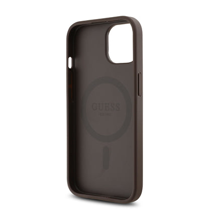 iPhone 15 Kılıf Guess Orjinal Lisanslı M-safe Şarj Özellikli Gül Baskılı 4G Desenli Yazı Logolu Kapak