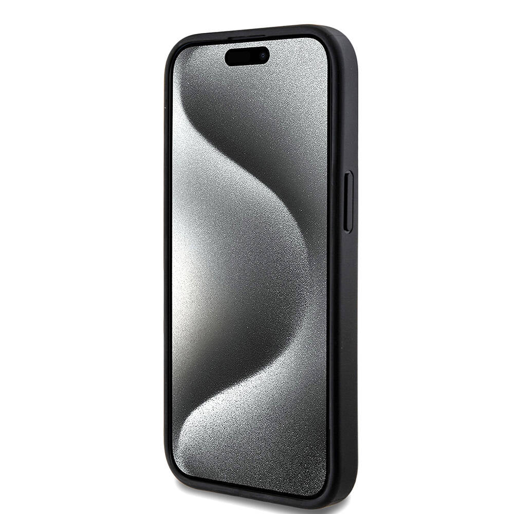 iPhone 15 Kılıf Guess Orjinal Lisanslı M-safe Şarj Özellikli PU Halkalı 4G Desenli Yazı Logolu Kapak