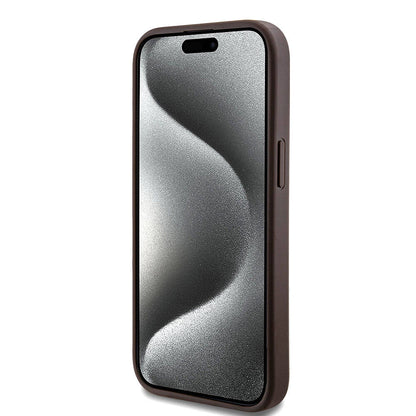 iPhone 15 Kılıf Guess Orjinal Lisanslı M-safe Şarj Özellikli PU Halkalı 4G Desenli Yazı Logolu Kapak