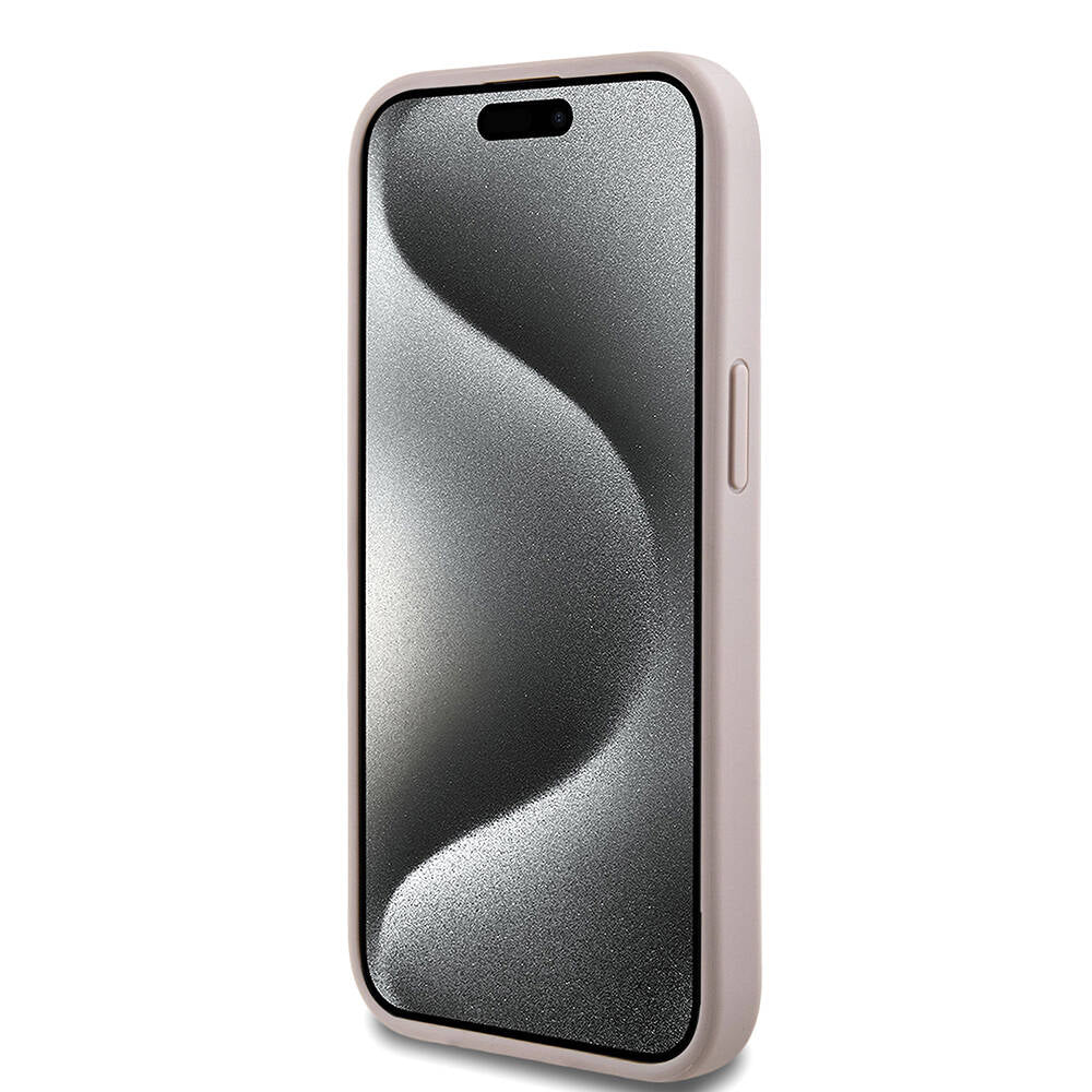 iPhone 15 Kılıf Guess Orjinal Lisanslı M-safe Şarj Özellikli PU Halkalı 4G Desenli Yazı Logolu Kapak