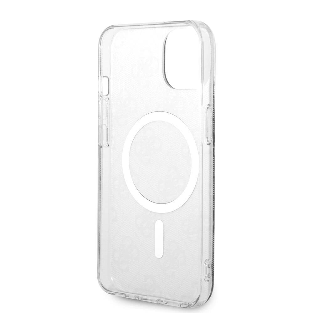 iPhone 15 Kılıf Guess Orjinal Lisanslı M-safe Şarj Özellikli Yazı Logolu 4G Desenli Kapak