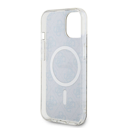 iPhone 15 Kılıf Guess Orjinal Lisanslı M-safe Şarj Özellikli Yazı Logolu 4G Desenli Kapak